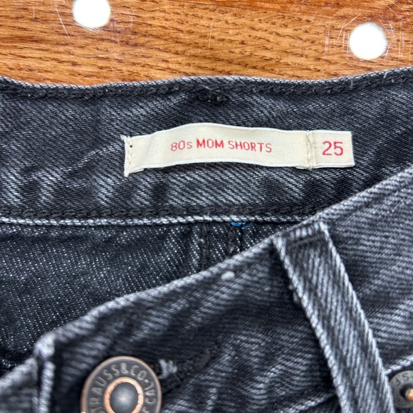 Levis Shorts Women's Size 25 Premium Big E 80s Mom Black High Waisted Denim - Picture 3 of 11
